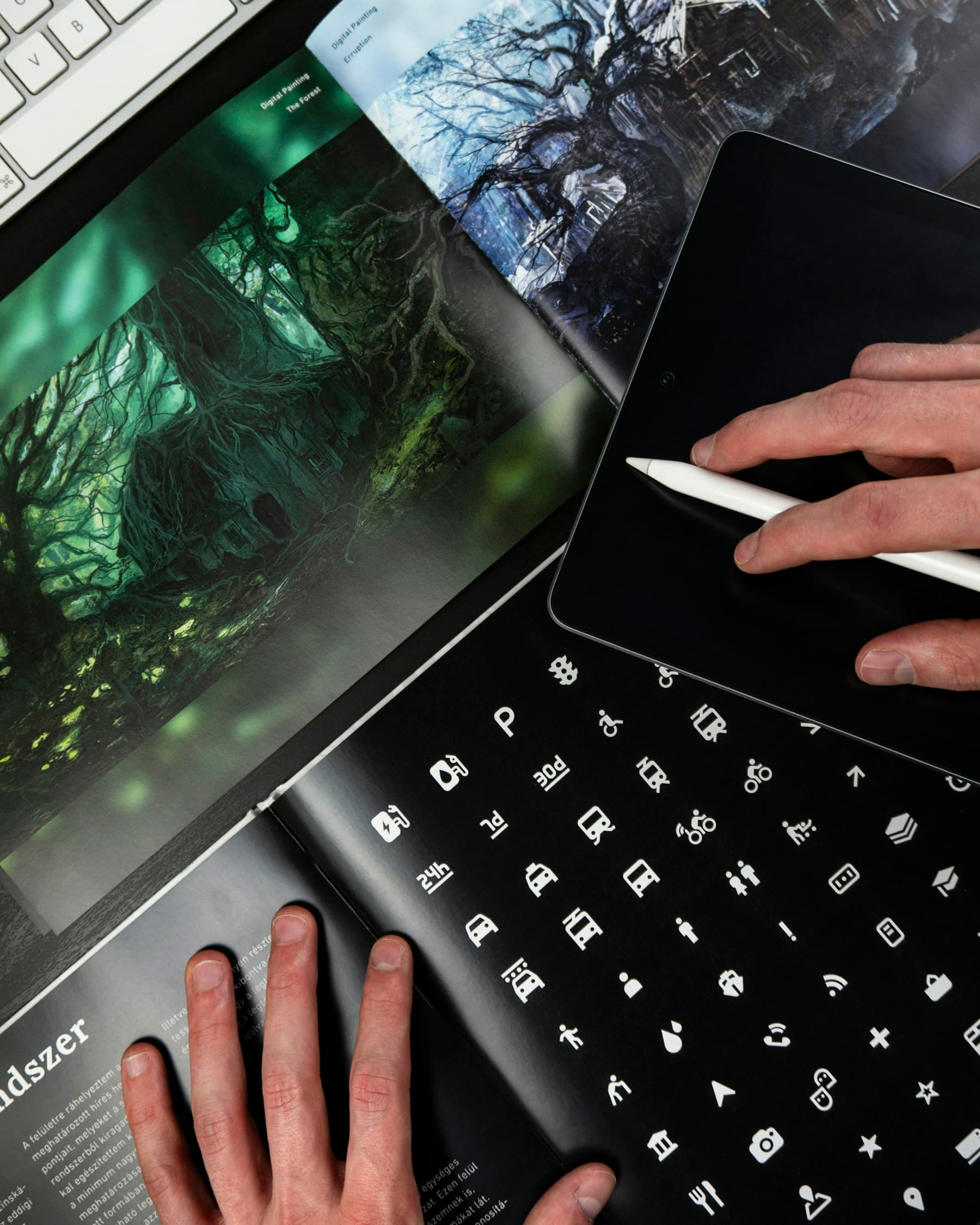 Colorful illustrative design workspace